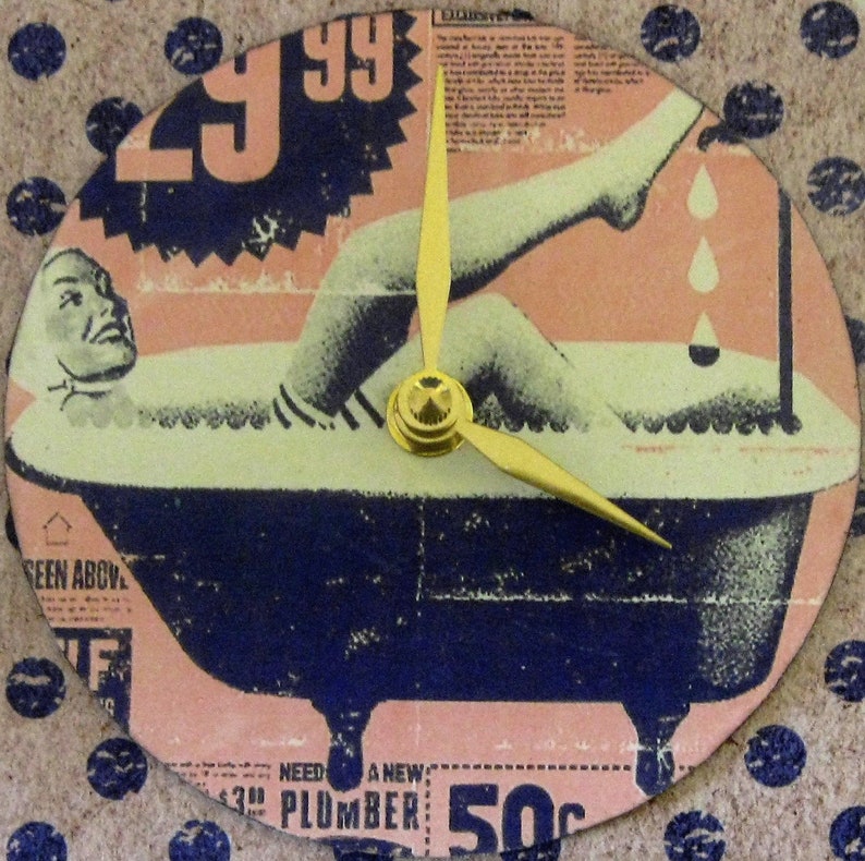 Small Wall Clock. Retro Clock. Bathroom Clock. Unique Clock. Etsy