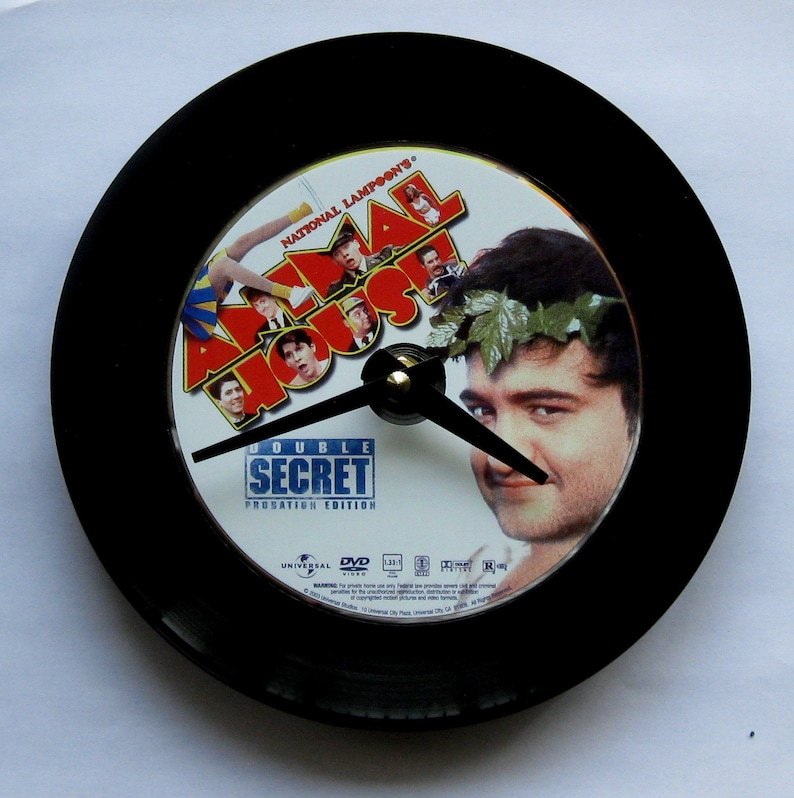 Animal House movie clock. Popular clock. John Belushi. Movie clock. Frat movie. Recycled record. image 4