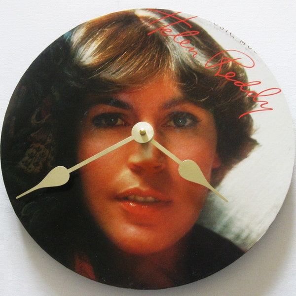 Helen Reddy clock. Music clock.  Made  from a recycled 78 rpm record. Easy listening music. Australian singer. 12 inch clock.