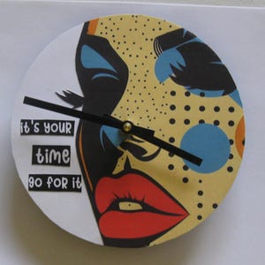 Unique clock with a message. Clock for her. Pop art clock. Self-confidence. Small 7 in clock. Modern minimalist clock. Art clock.