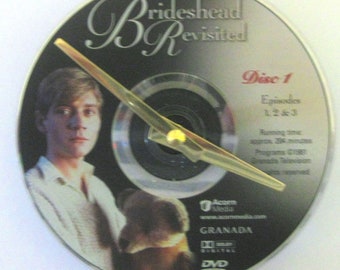 DVD clock. Brideshead Revisited clock. British TV series. Recycled DVD. Vinyl clock.