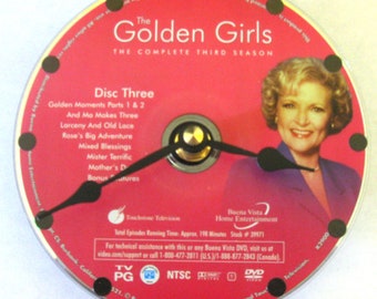 Golden Girls clock. Betty White clock. TV show clock. Rom com clock. Recycled DVD.