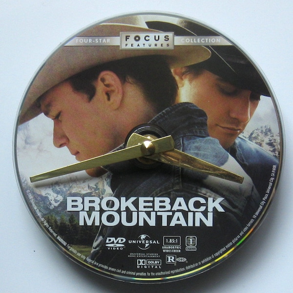 Brokeback Mountain Clock. Movie clock. Popular clock. Gay love movie clock. Recycled DVD.