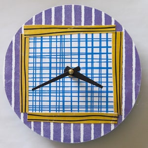 Small wall clock. Art wall clock, OOAK clock, Minimalist clock, Whimsical clock. Kitchen clock.