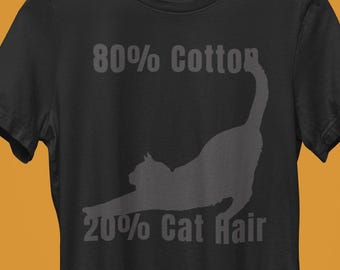 Katten T-shirt – 80% katoen, 20% kattenhaar – Cadeau voor kattenmoeders, -vaders en huisdiereigenaren – Schattig minimalistisch kattenliefhebber-shirt