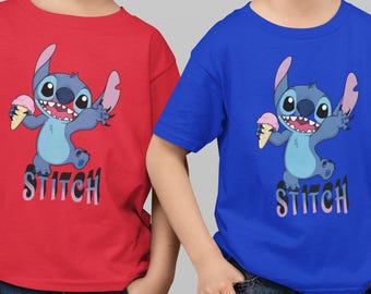 Stitch Kids T-Shirt – Cute Cartoon Ice Cream Tee for Boys und Girls – Disney Gift for Children und Little Lilo & Stitch Fans