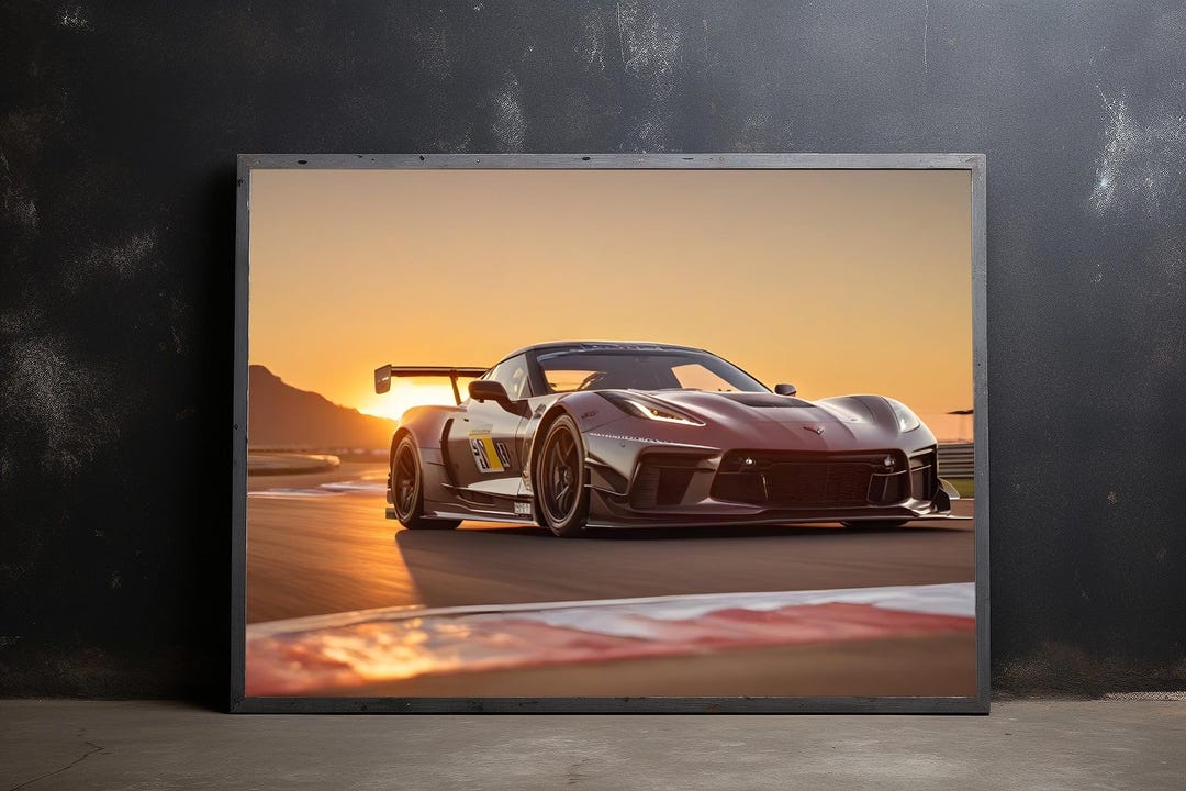 Corvette Racing Poster – Track Car Wall Art at Sunset | Supercar Print ...