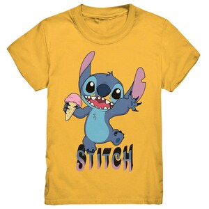 Stitch Kids T-shirt – schattig cartoon-shirt met ijs voor jongens en meisjes – Disney-fancadeau voor kinderen en kleine avonturiers Goud