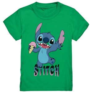 Stitch Kids T-shirt – schattig cartoon-shirt met ijs voor jongens en meisjes – Disney-fancadeau voor kinderen en kleine avonturiers Kelly Green