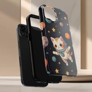 Funda para teléfono con diseño de gato astronauta, funda para Galaxy, funda con diseño de gato espacial, regalo divertido para amantes de los gatos, accesorio único para teléfono.