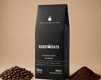 Cocoa & Toasted Nut Coffee Blend, Medium Dark Roast, Whole Bean or Ground Coffee, Fresh Roasted in USA, 12oz