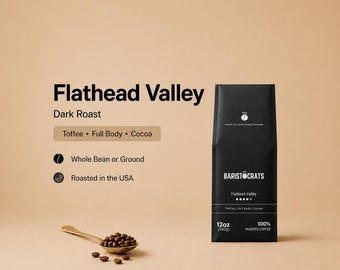 Mélange de café Flathead Valley, torréfaction foncée, 12 oz en grains ou moulu