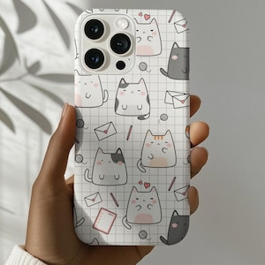 Cute Cat Phone Case Aesthetic Kawaii Phone Case iPhone 16 Pro 16 15 14 13 12 11 Case Pet Lover Gift Cat Lover Gift Funny Cat Phone Case
