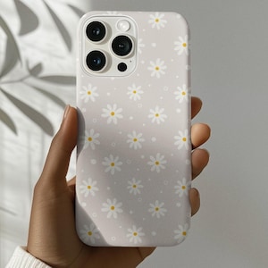 White Daisy Purple Phone Case for iPhone 16 15 14 13 12 Pro Max, iPhone 16e, 15 14 Plus, iPhone 13 12 Mini, X XS XR SE iPhone 11 Tough Cover
