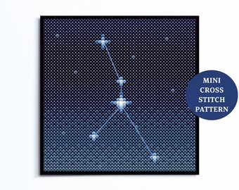 Cancer Mini Cross Stitch Pattern, Zodiac Sign,  Constellation Night Sky, Astrology Horoscope Embroidery, PDF