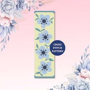 Floral Cross Stitch Bookmark Pattern: Botanical Embroidery Design (PDF Pattern)