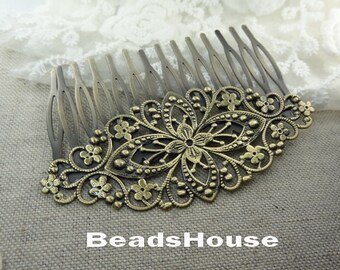 High Quality Antique Bronze Plated Filigree Hair Comb With 14 pins,Nicket Free 20/% off 6pcs