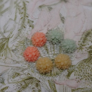 6pcs- (14mm) Pretty Flower Cabochon,Pink. blue, Ivory