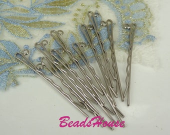 HC-00-50GA  12Pcs (50mm) Silver Plated With 4mm Loop Hair Clip,NICKEL FREE