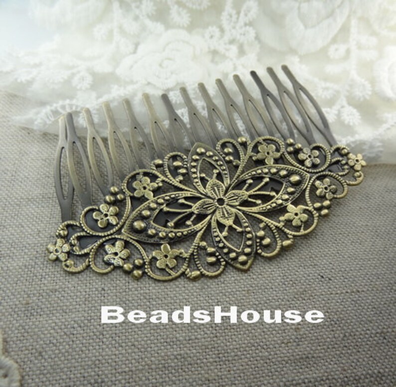 High Quality Antique Bronze Plated Filigree Hair Comb With 14 pins,Nicket Free 20/% off 6pcs