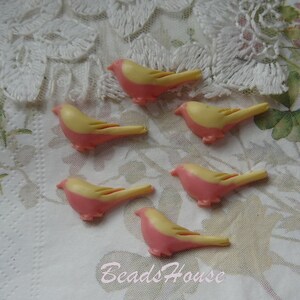 666--570-CA 10pcs Unique Fancy Birds Cabochon, Rose