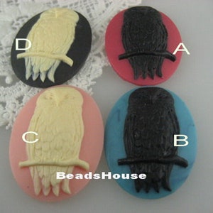 4pcs(40x30mm) Oval Beautiful Owl Vintage Cabochon- Owl