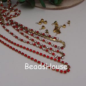 61 cm Swarovski-kristallkoppkedja: Lt Siam Red, PP18 (2 st. kopplingar)
