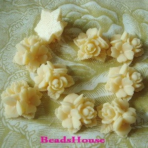 404-00-CA 8pcs Cabochons Bouquet de Belles Étoiles -Ivoire