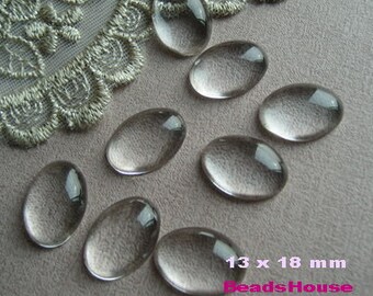 20% off: 20pcs(13x18mm) Oval Clear Glass Cabochon