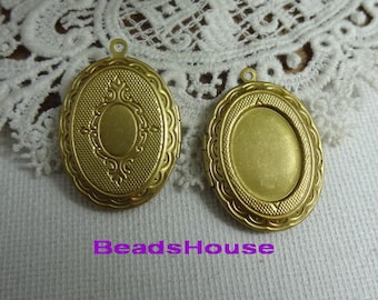 10pcs (23x30mm)Raw Brass Locket Pendant Charms, NICKEL FREE