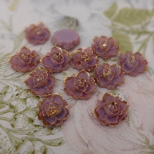 620-00-CA  8pcs (16mm) Golden Petal Beautiful Rose Cabochon -Puple