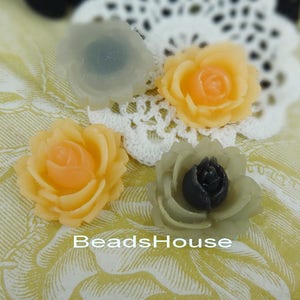 416-00-CA 6pcs (28mm) Cabochon Jolie Rose, Gris/Pêche