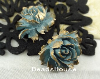 20%off 34-00-CA  2pcs Hight Quality Cabbage Rose with Golden Petals -Mint