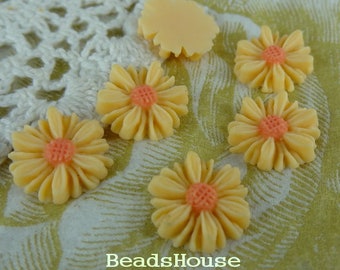 429-12-CA  16pcs Mini SunFlower Cabochon -Pink with Pink