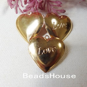 LK-100-28R  6pcs(28X28mm)Golden Plated Love Locket, Heart Shape Locket, NICKEL FREE