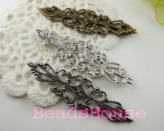 16pcs  (15x55mm)Antique Brass /Silver Plated/Gunmetal ,Filigree Stamping Charms, NICKEL FREE