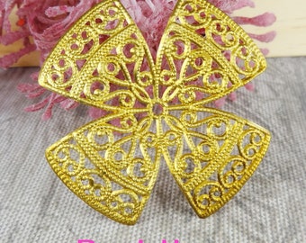 FF-600-00R  8pcs (38x38mm)  Raw Brass Filigree  Stamping Charms