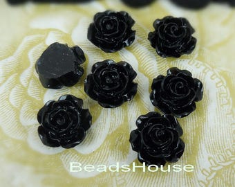 20%off: 698-00-CA 8pcs (15mm) High Quality Rose Cabochon- Black