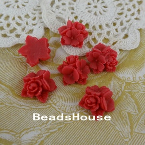 404-00-CA 8pcs Cabochons Bouquet de Belles Étoiles - Rose Rouge