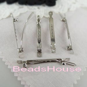 10pcs (5 x 50mm) Silver Plated Hair Clip, Nickel Free