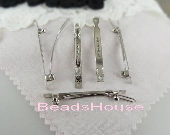 10pcs (5 x 50mm) Silver Plated Hair Clip, Nickel Free