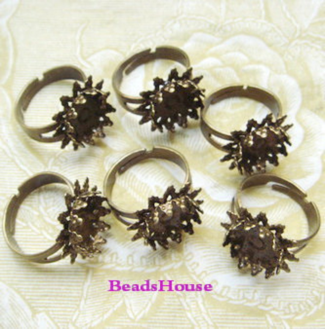 6pcs Adjustable Antique Brass Rings W/12mm Setting nickel Etsy