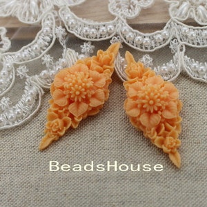 392-00-CA  4pcs  Rhombus Flower Cabochon-Peach