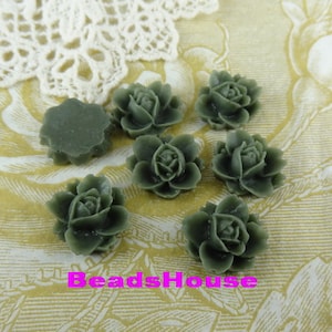 620-00-CA  6pcs Beautiful Rose Cabochon -Dark Green