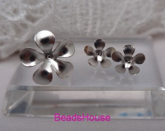 12pcs(10mm, 15mm) White Siilver Plated Earring Hook and Stoper with  With 10mm Flower-Nickel Free.