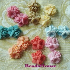 404-mix-CA  16pcs Beautiful Rose Cabochon - Mix-Colour.