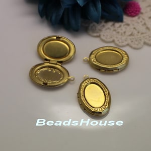 50pcs (15 x 20mm) Raw Brass Mini Locket Pendant Charms, NICKEL FREE