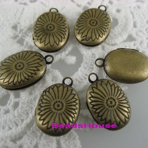 LK-700-42A 12pcs (10 x13mm) Antique Brass Oval Shape Tiny Locket .Nickel Free.