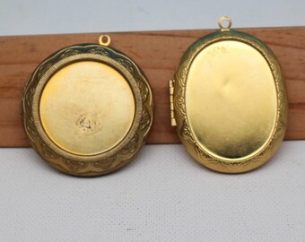 2pcs (30x40mm) ( (30mmSetting) Raw Brass locket Cameo Setting Pendant.,Mix Style