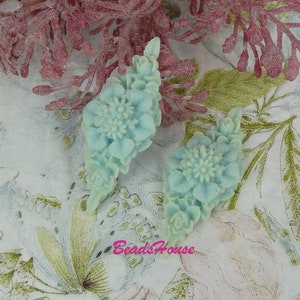 392-00-CA  4pcs Rhombus Flower Cabochon -Blue